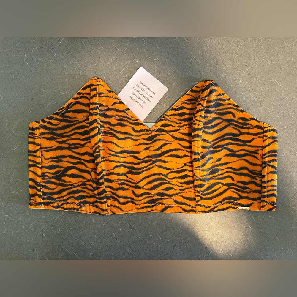 SAVAGE X FENTY All Over Me Lace Bandeau Bralette Orange Ginger Tiger Stripes 2XL